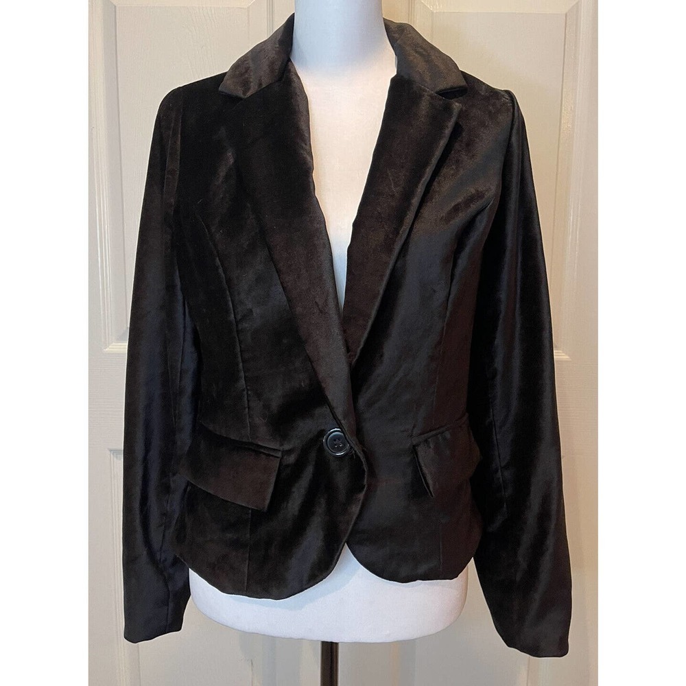 Anthropologie Cartannier Black Velvet Blazer Women’s Medium